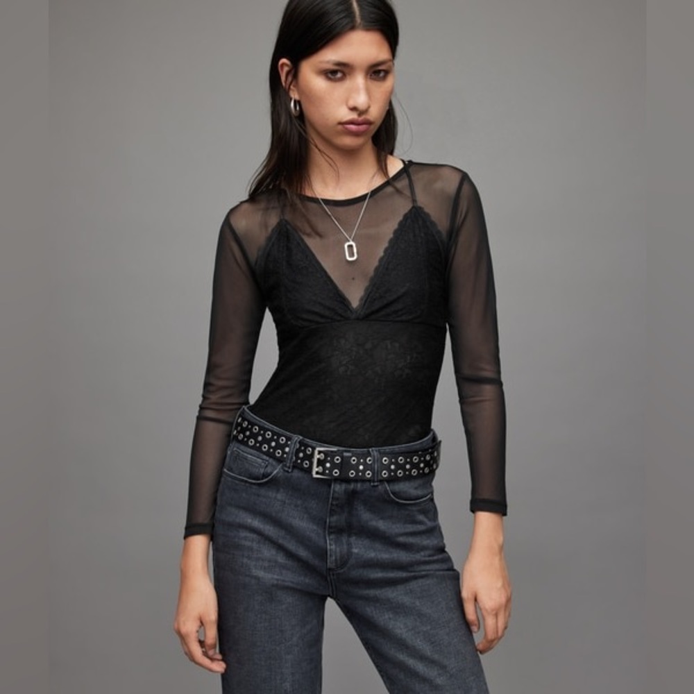 All Saints Nyla Lace Bodysuit NEW